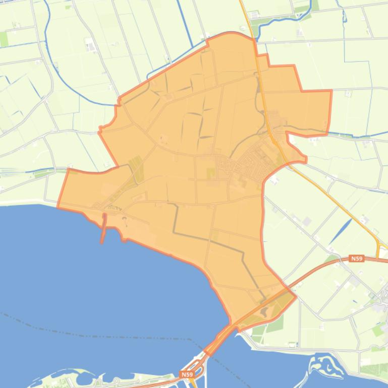 Kaart van de wijk Nieuwe-Tonge.