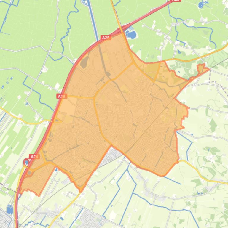 Kaart van de wijk Nijkerk-stad.