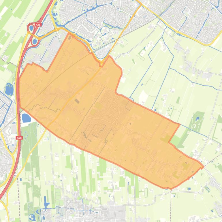 Kaart van de wijk Nijkerkerveen en Holkerveen.