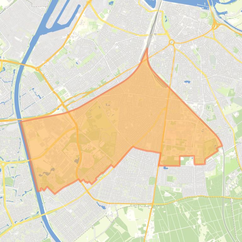 Kaart van de wijk Nijmegen-Midden.