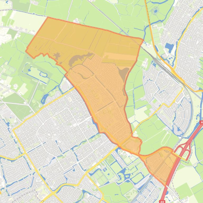 Kaart van de wijk Noordbroek en De Trompet.