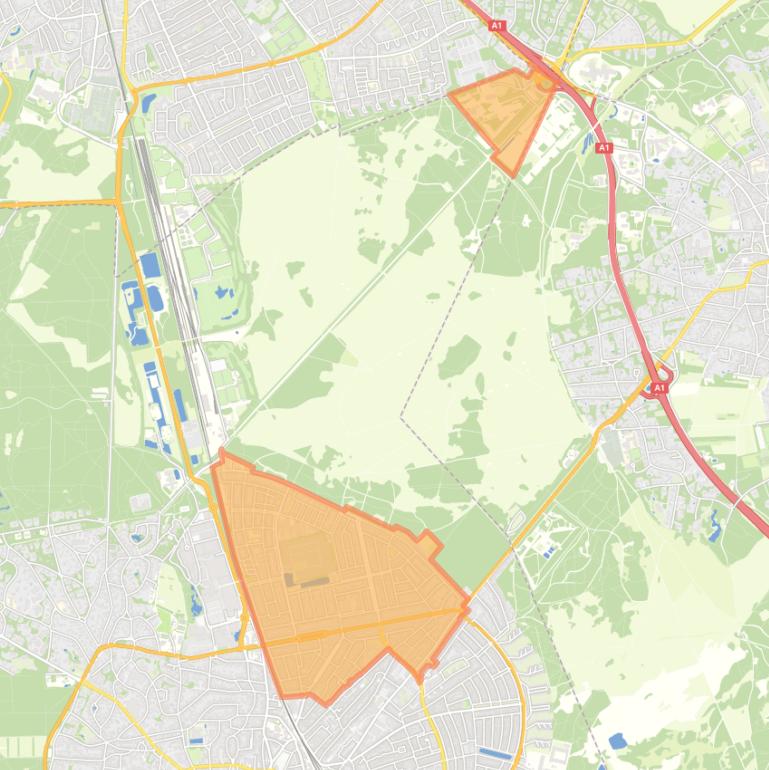 Kaart van de wijk Noordoost.