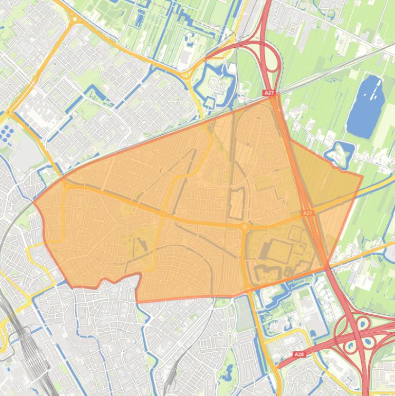 Kaart van de wijk Noordoost.