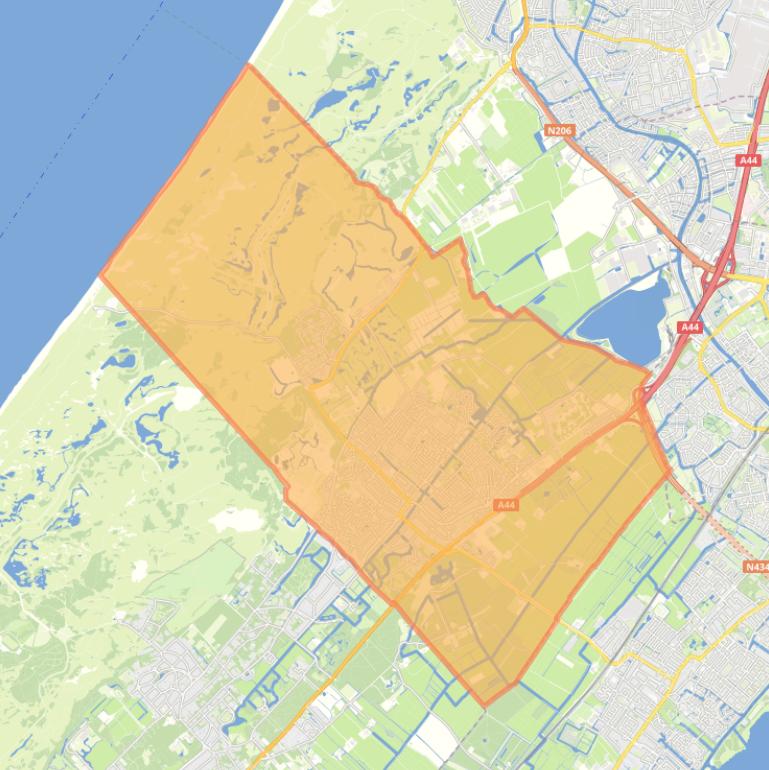 Kaart van de wijk Noordoostelijk deel der gemeente.