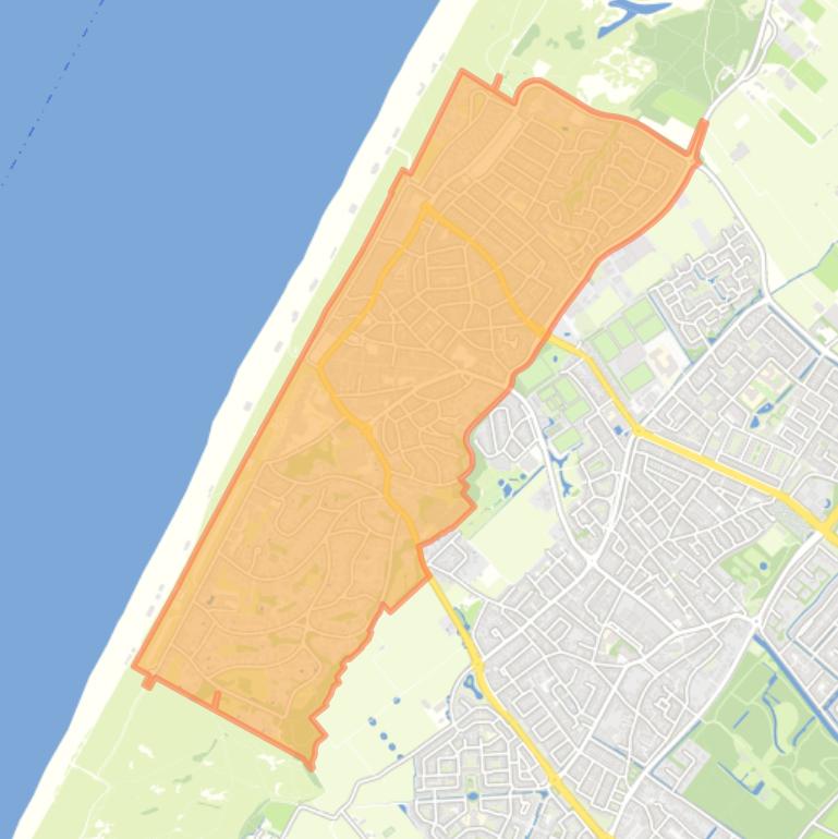 Kaart van de wijk Noordwijk Zee.
