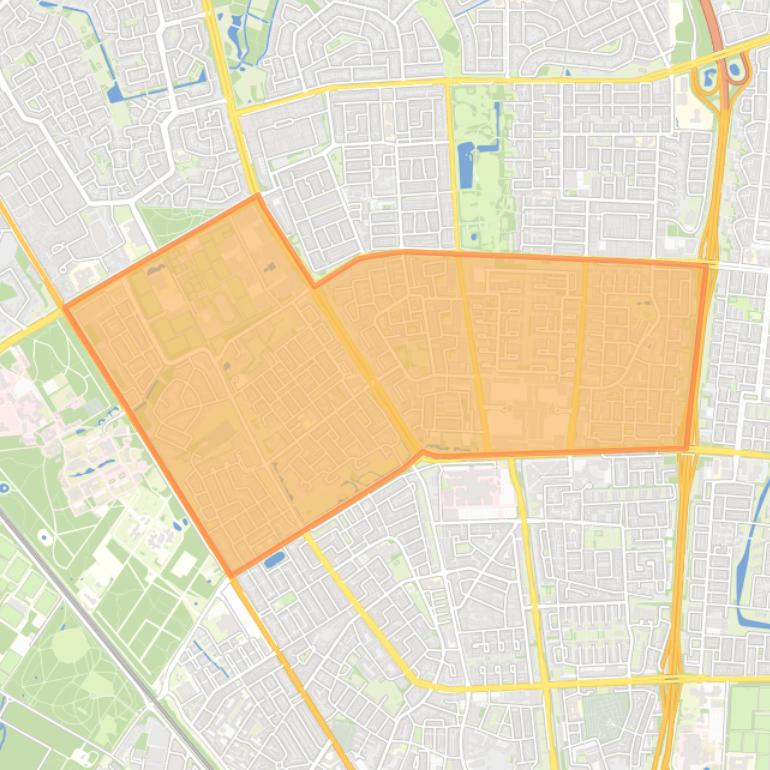 Kaart van de wijk Ontginning.