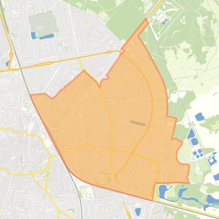 Kaart van de wijk Oost.