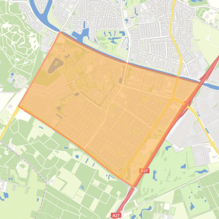 Kaart van de wijk Oosterheide.