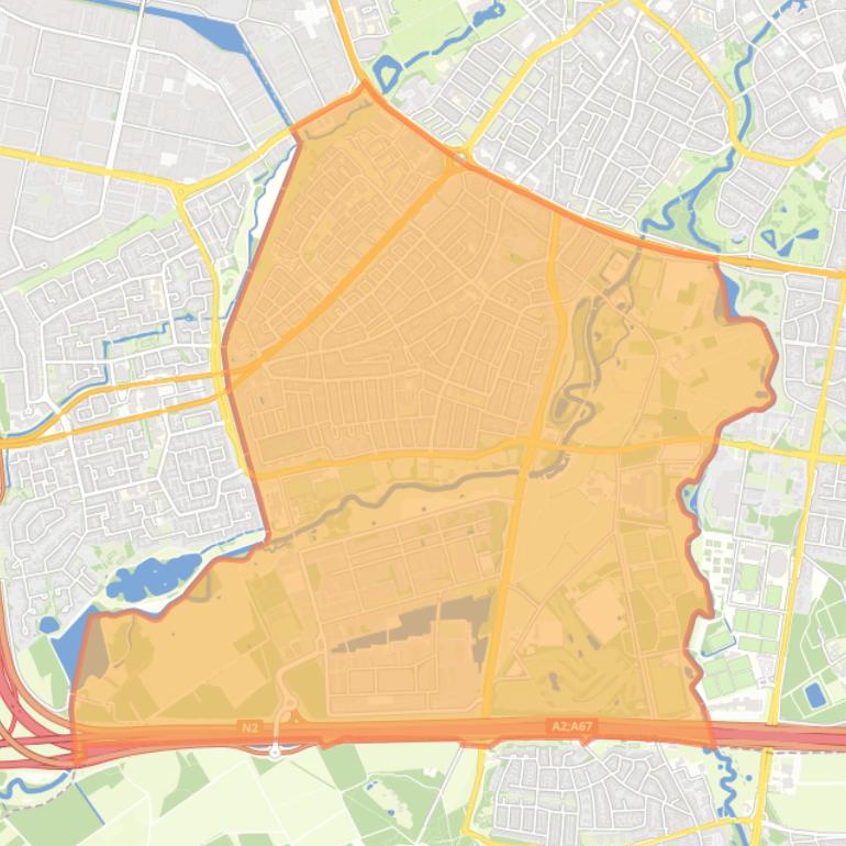 Kaart van de wijk Oud-Gestel.