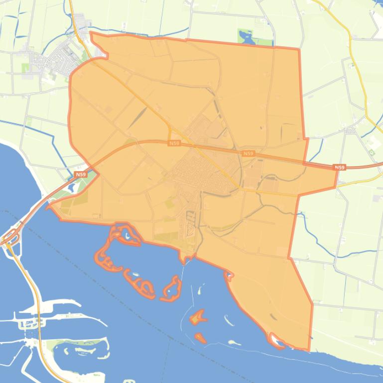 Kaart van de wijk Oude-Tonge.