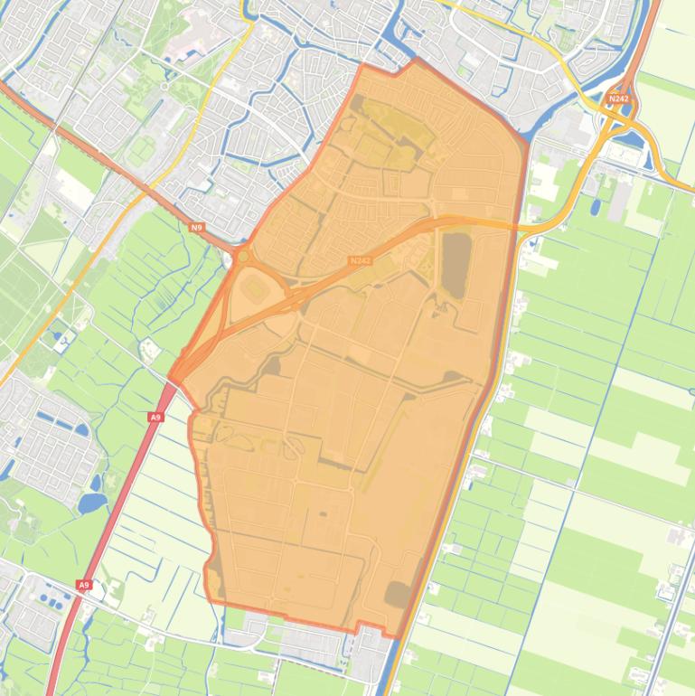 Kaart van de wijk Overdie.