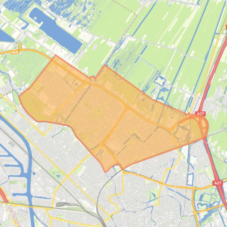 Kaart van de wijk Overvecht.