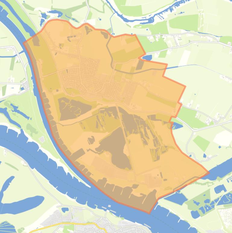 Kaart van de wijk Pannerden.