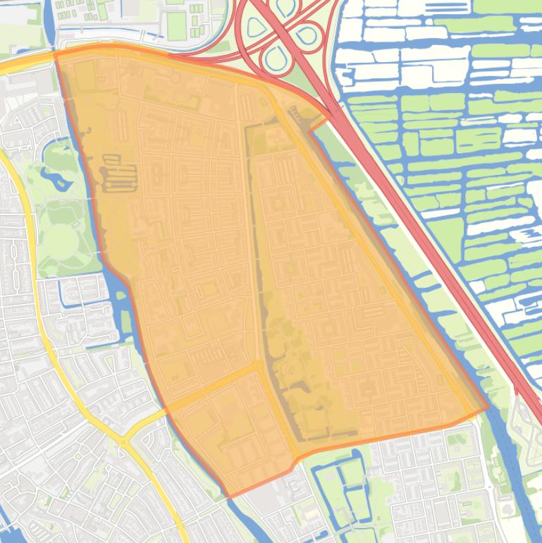 Kaart van de wijk Pelders- en Hoornseveld.