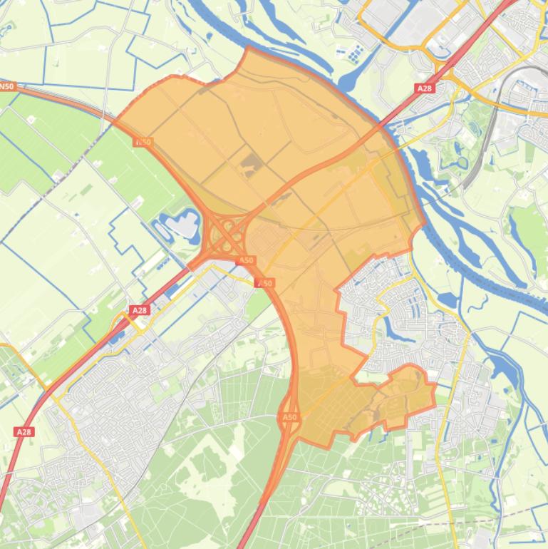 Kaart van de wijk Polder Hattem en Molecaten.