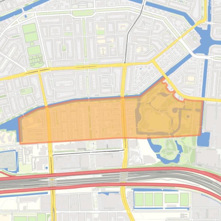 Kaart van de wijk Prinses Irenebuurt en omgeving.