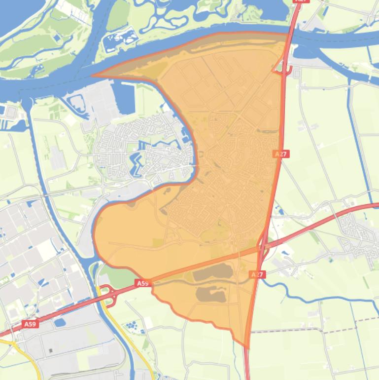 Kaart van de wijk Raamsdonksveer.