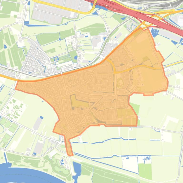 Kaart van de wijk Rhoon-Zuid.