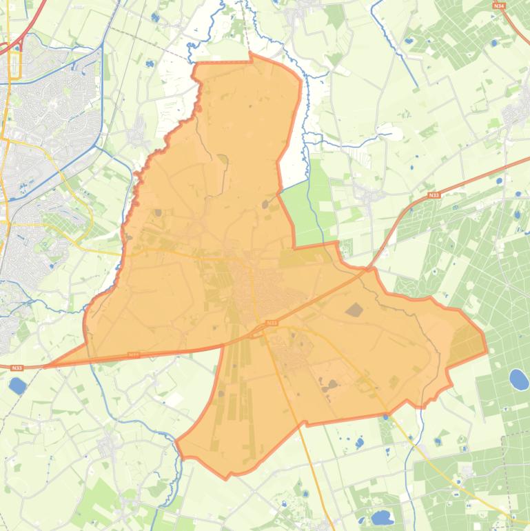 Kaart van de wijk Rolde.