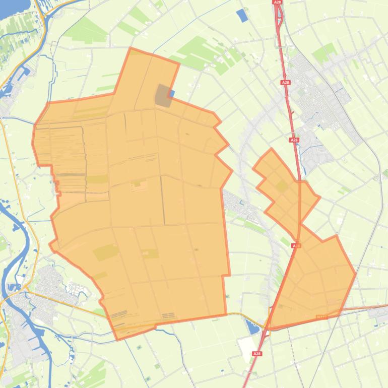 Kaart van de wijk Rouveen (buitengebied).