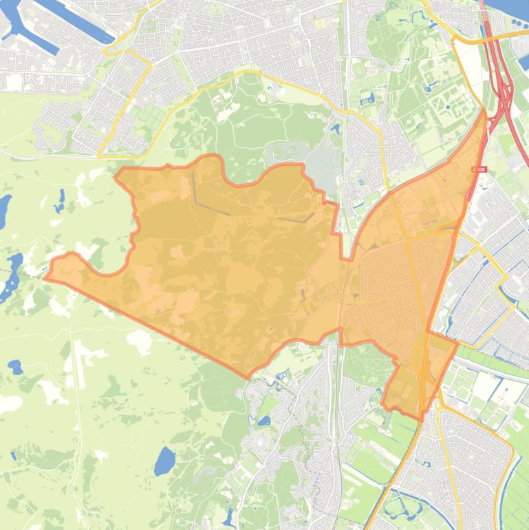 Kaart van de wijk Santpoort-Noord.