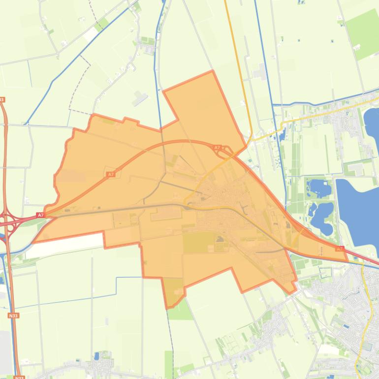 Kaart van de wijk Scheemda.
