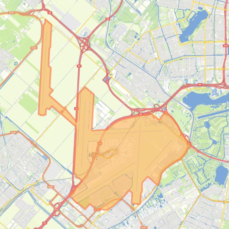 Kaart van de wijk Schiphol.