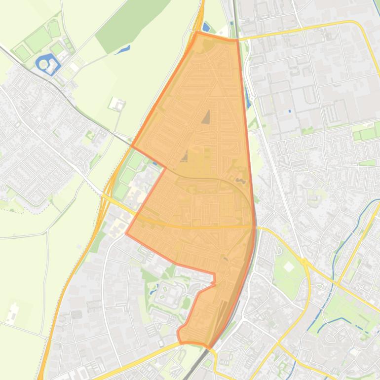 Kaart van de wijk Sittard-West.