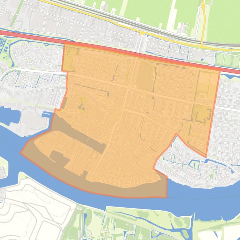 Kaart van de wijk Sliedrecht-Centrum.