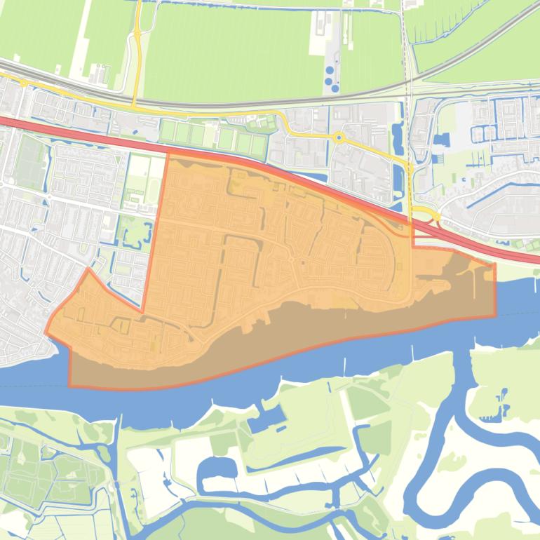 Kaart van de wijk Sliedrecht-Oost.