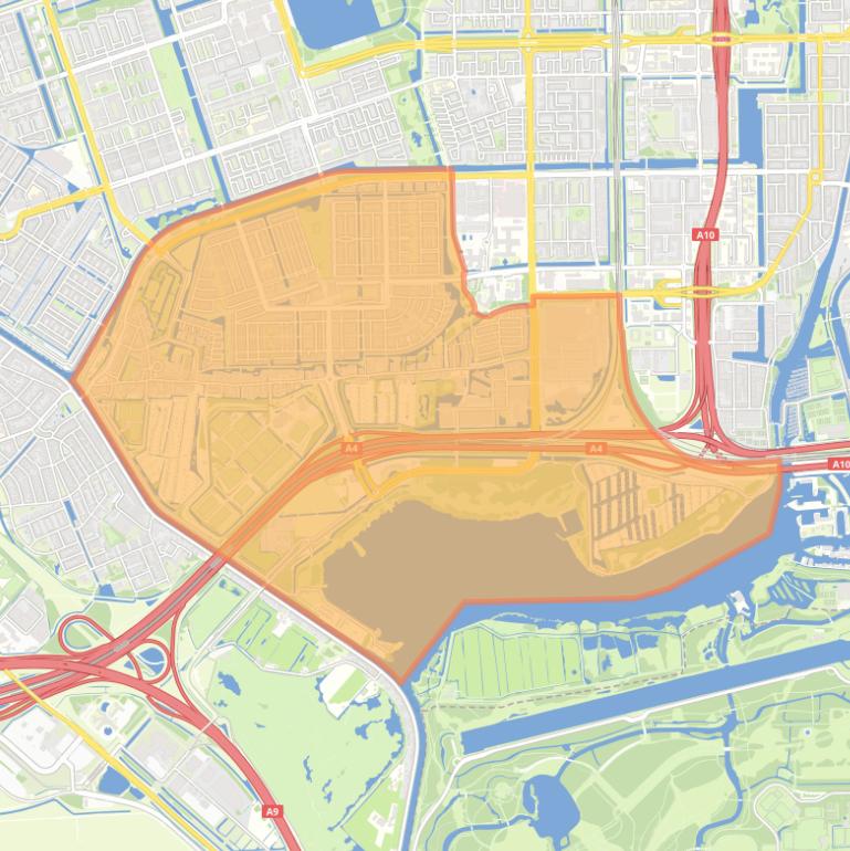 Kaart van de wijk Sloten/Nieuw-Sloten.
