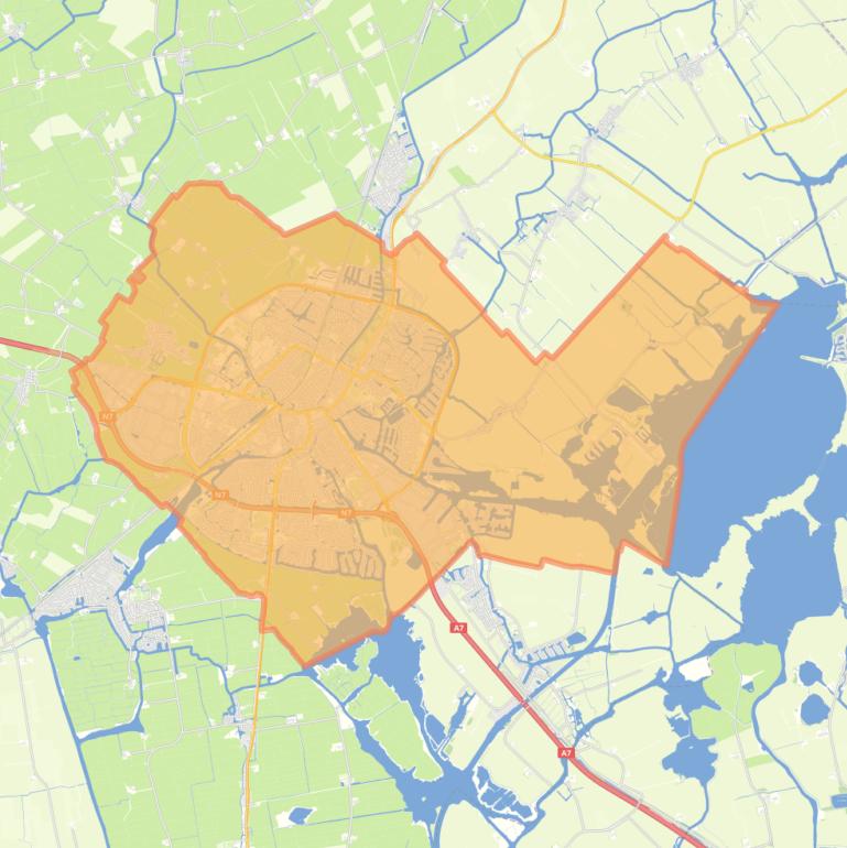 Kaart van de wijk Sneek.