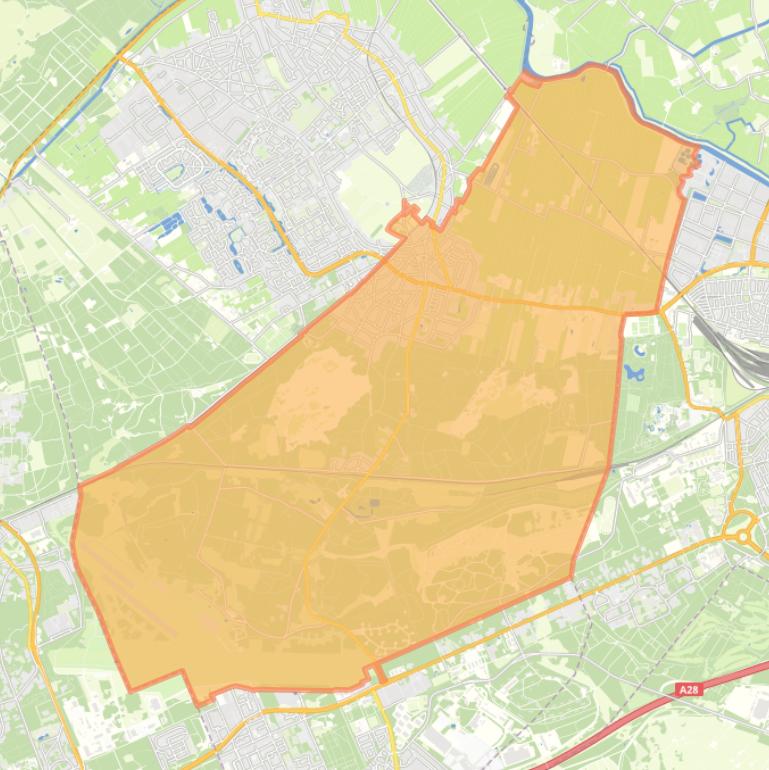 Kaart van de wijk Soest-Zuid.