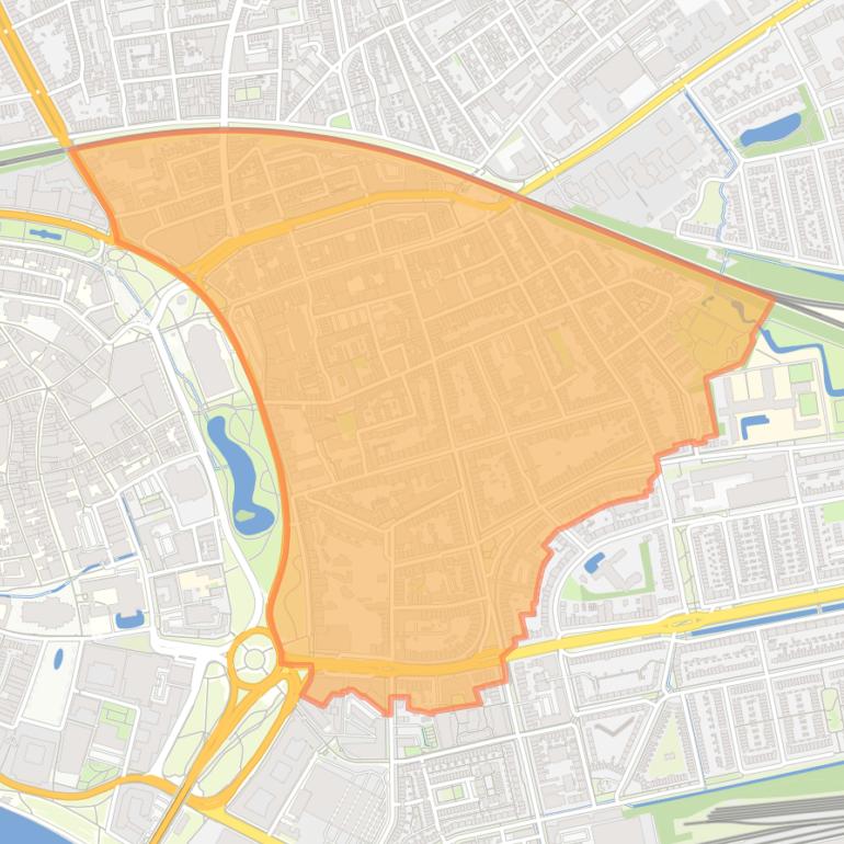 Kaart van de wijk Spijkerkwartier.