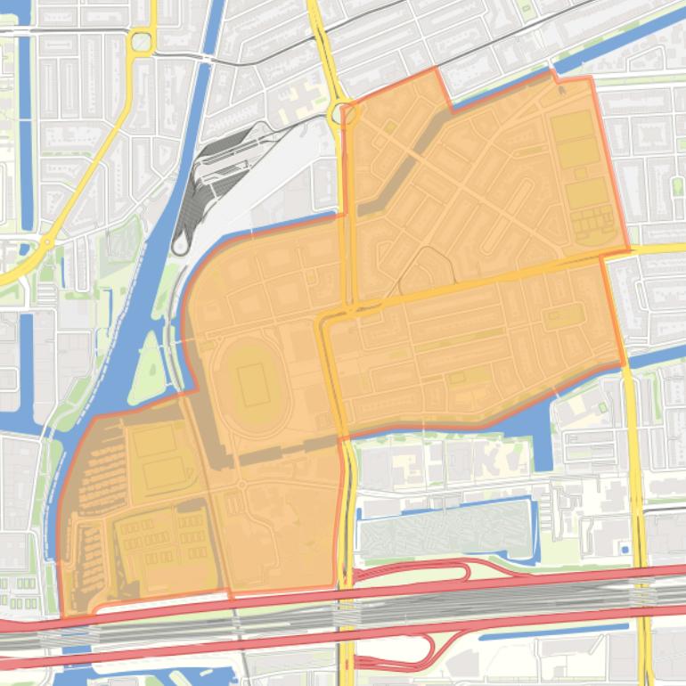 Kaart van de wijk Stadionbuurt.