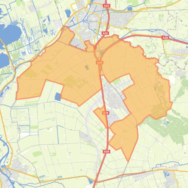 Kaart van de wijk Staphorst (buitengebied).