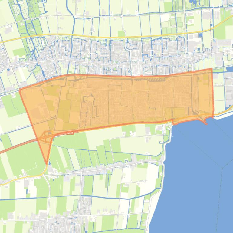 Kaart van de wijk Stede Broec Zuid.