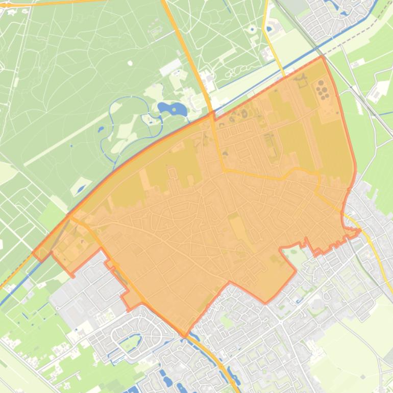 Kaart van de wijk ’t Hart-Soestdijk.