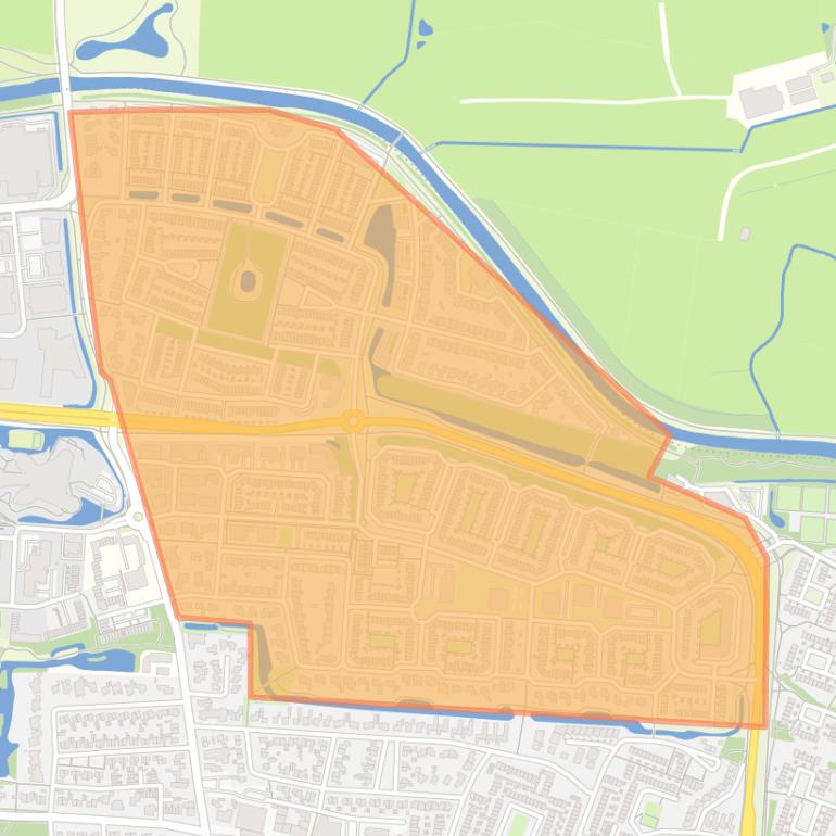 Kaart van de wijk ’t Ruige Veld.