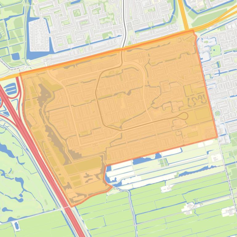 Kaart van de wijk Tanthof-West.