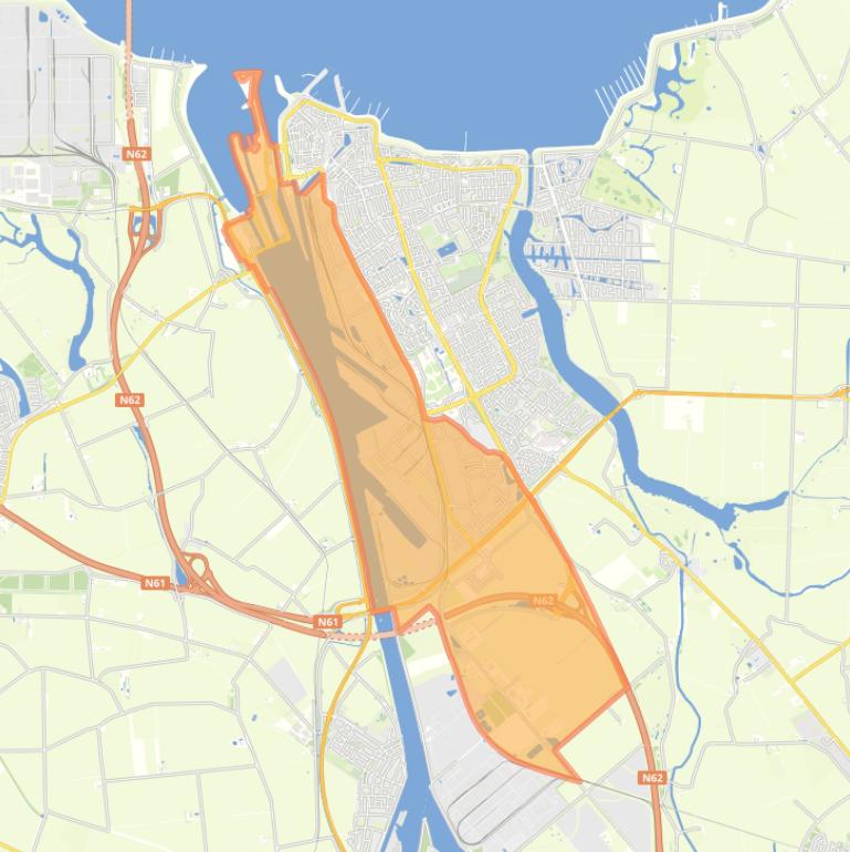 Kaart van de wijk Terneuzen West.