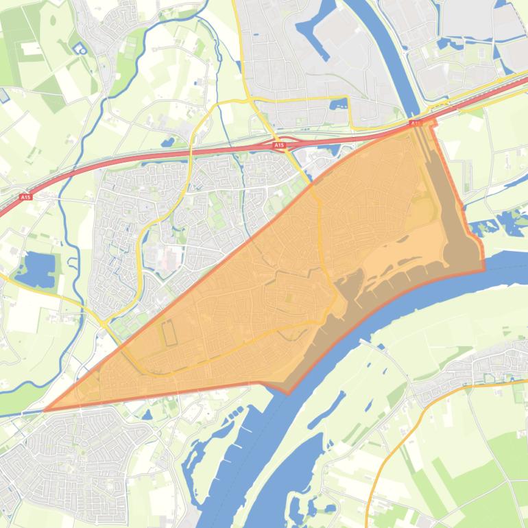 Kaart van de wijk Tiel kern.