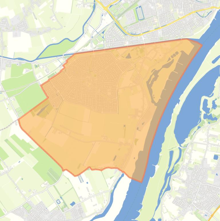 Kaart van de wijk Tiel-Zuid.