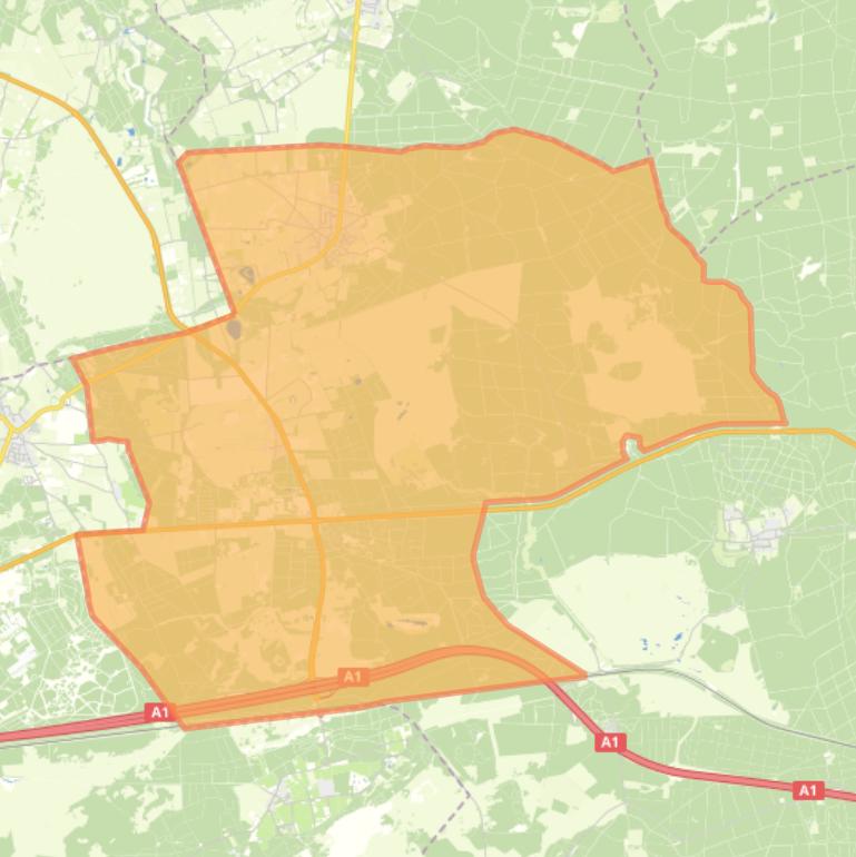 Kaart van de wijk Uddel en omgeving.