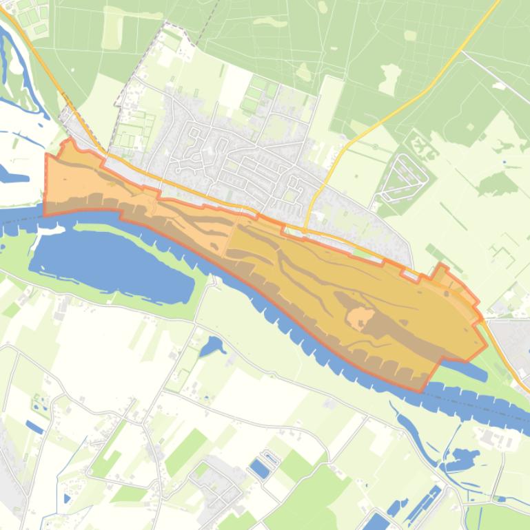 Kaart van de wijk Uiterwaarden Elst.