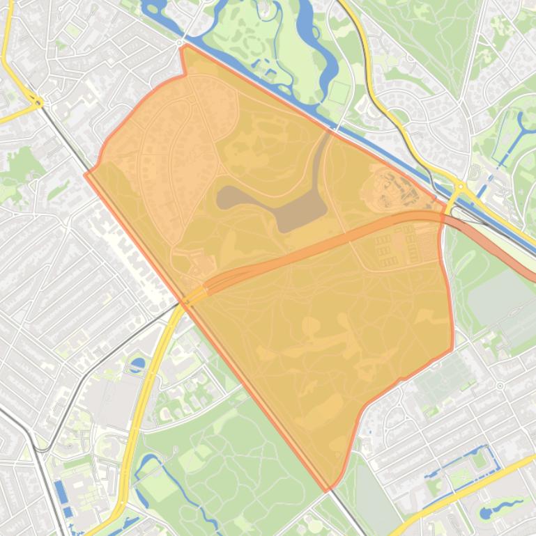 Kaart van de wijk Van Stolkpark en Scheveningse Bosjes.