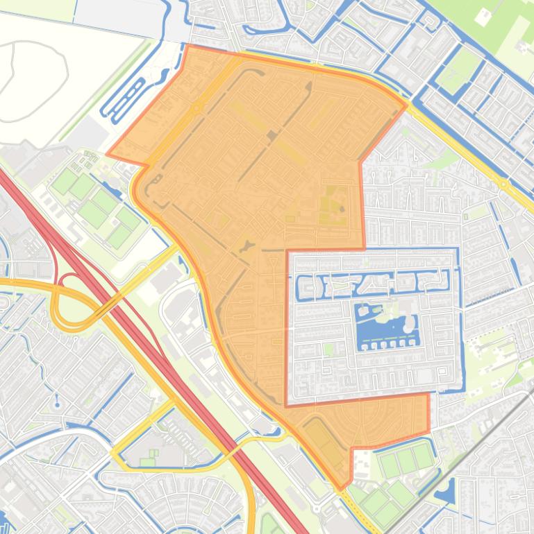 Kaart van de wijk Vathorst-De Velden.