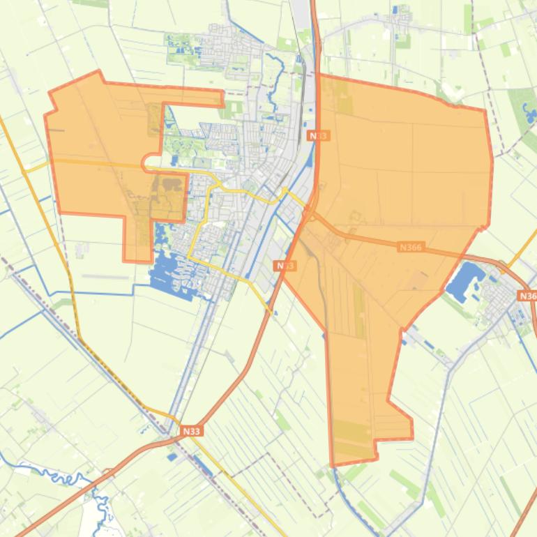 Kaart van de wijk Veendam-buitengebied.