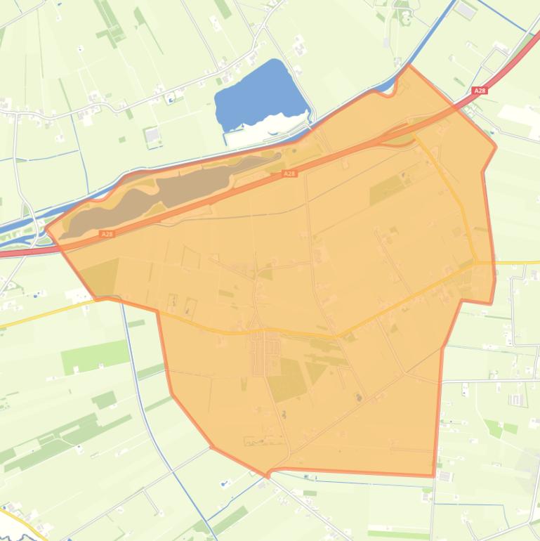 Kaart van de wijk Veeningen.