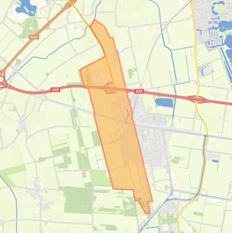 Kaart van de wijk Veenoord.